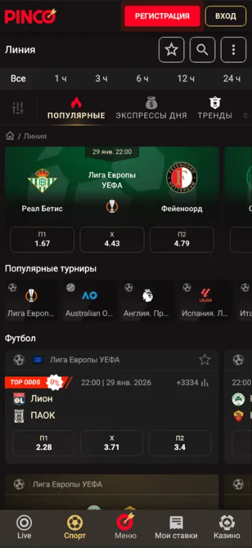 Скриншоты Pinco на Андроид 3